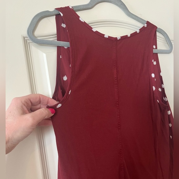 LOFT Dark Burgundy Sleeveless Polka Dot Pattern Blouse Women’s Size Small - Picture 4 of 12